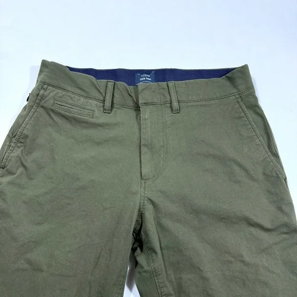 J Crew Tech Pants Mens 29x32 Green Preppy Chino 484 Slim Fit Performance Casual - Picture 3 of 10